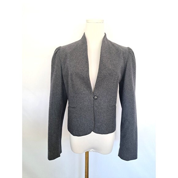 Vintage Neiman Marcus‎ Women's Blazer Gray Wool Blend Jacket w/Pockets - Picture 1 of 8